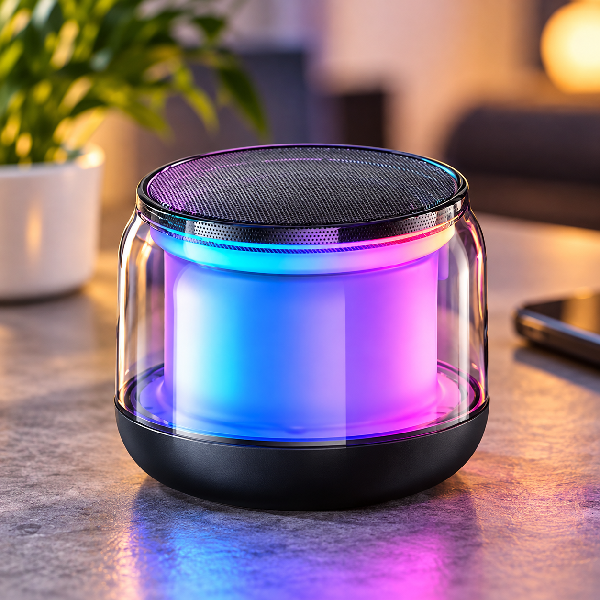 רמקול גלים EVERCHARGE קומפקטי עם תאורת RGB צבעונית מתחלפת